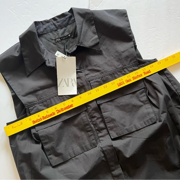 Zara Sleeveless Black Shirt Dress Button Down Size Small NWT - Picture 11 of 16